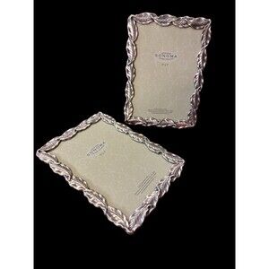5”x7” Decorated With Leaves Silver Tone Genuine Sonoma Picture Frame Lot Of 2